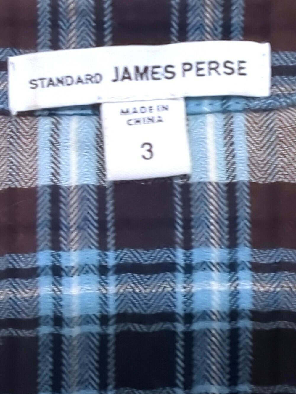 Standard James Perse Tomboy Plaid Flannel Shirt Blue Brown Size 3 - Picture 7 of 11